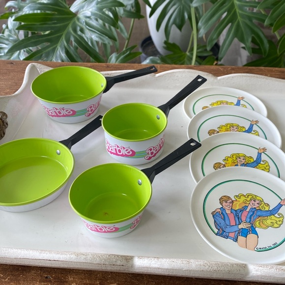 Barbie Other - 1983 Barbie Child Cook-n-Serve Playset of Dishes, Pots and Pans. Four of each.